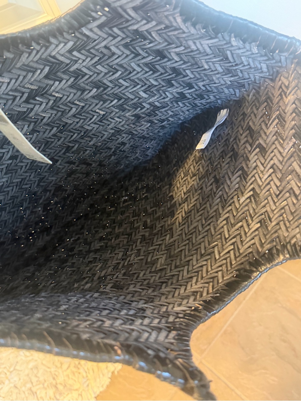 NWT- Anthropologie Black Woven Tote with Double Handles - Picture 6 of 6